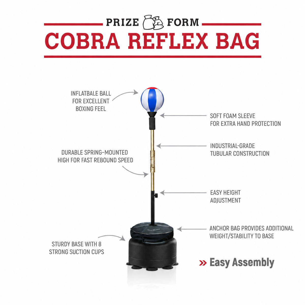 Freestanding PRIZE FORM Cobra Reflex Bag with included anchor bag