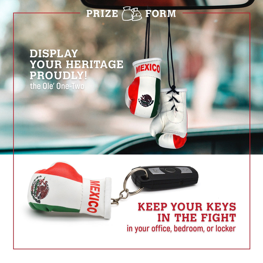 PRIZE FORM Mexico mini boxing gloves lifestyle display