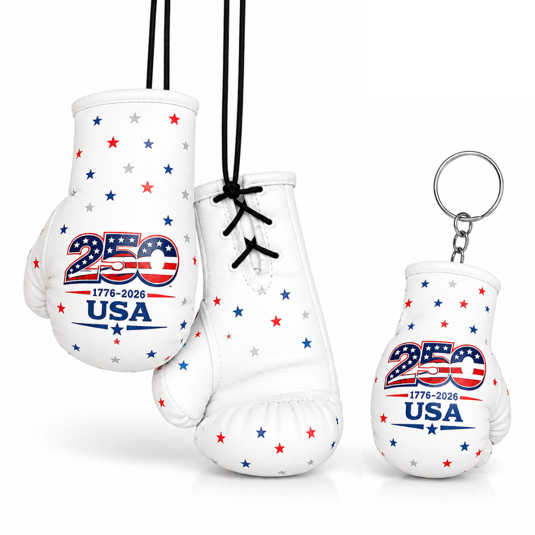 USA 250th Anniversary Mini Boxing Gloves & Keychain Set, Patriotic Boxing Gift