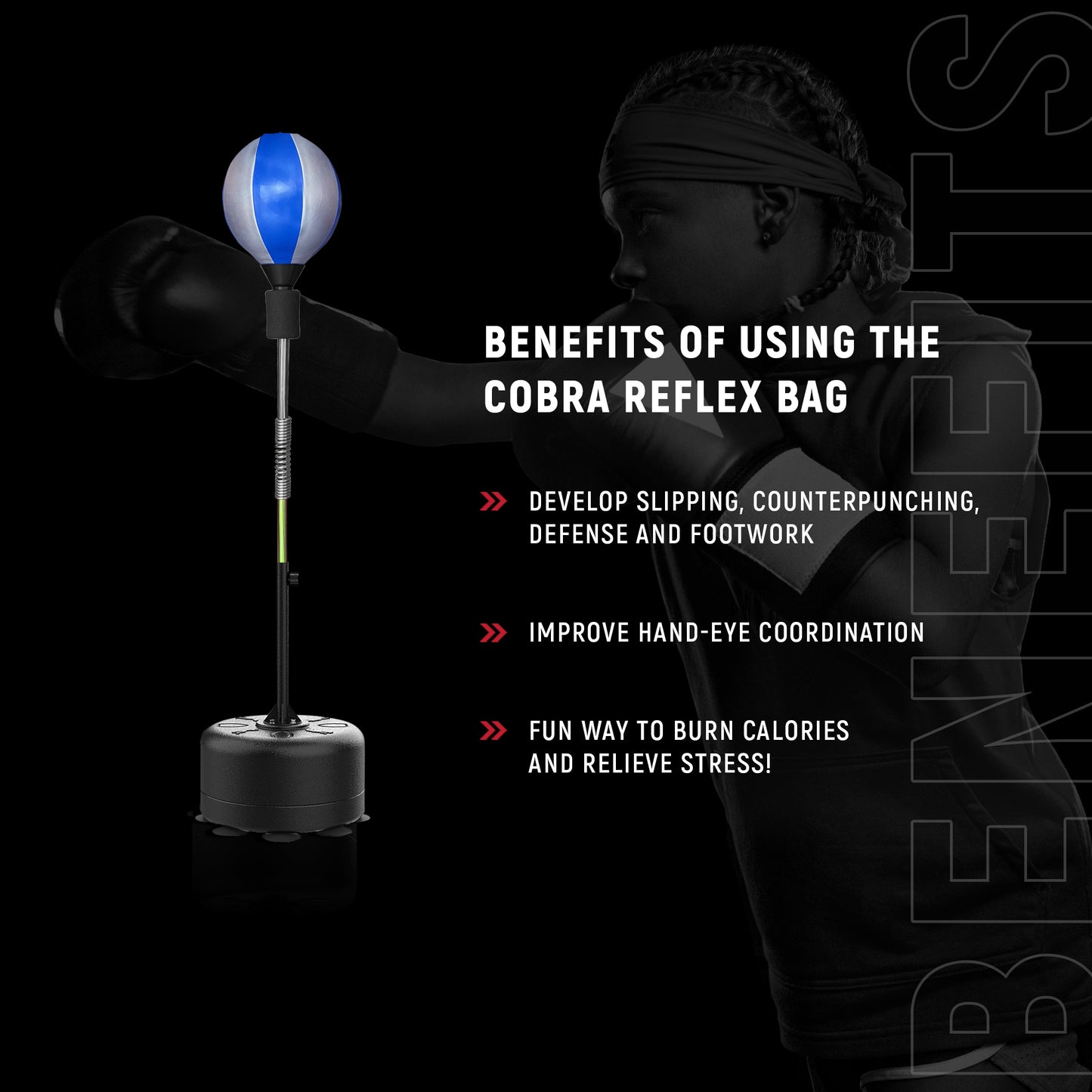 Fast Action Cobra Reflex Bag – Boxing Reflex Bag for Home Training, Speed, Timing, Cardio & Hand-Eye Coordination