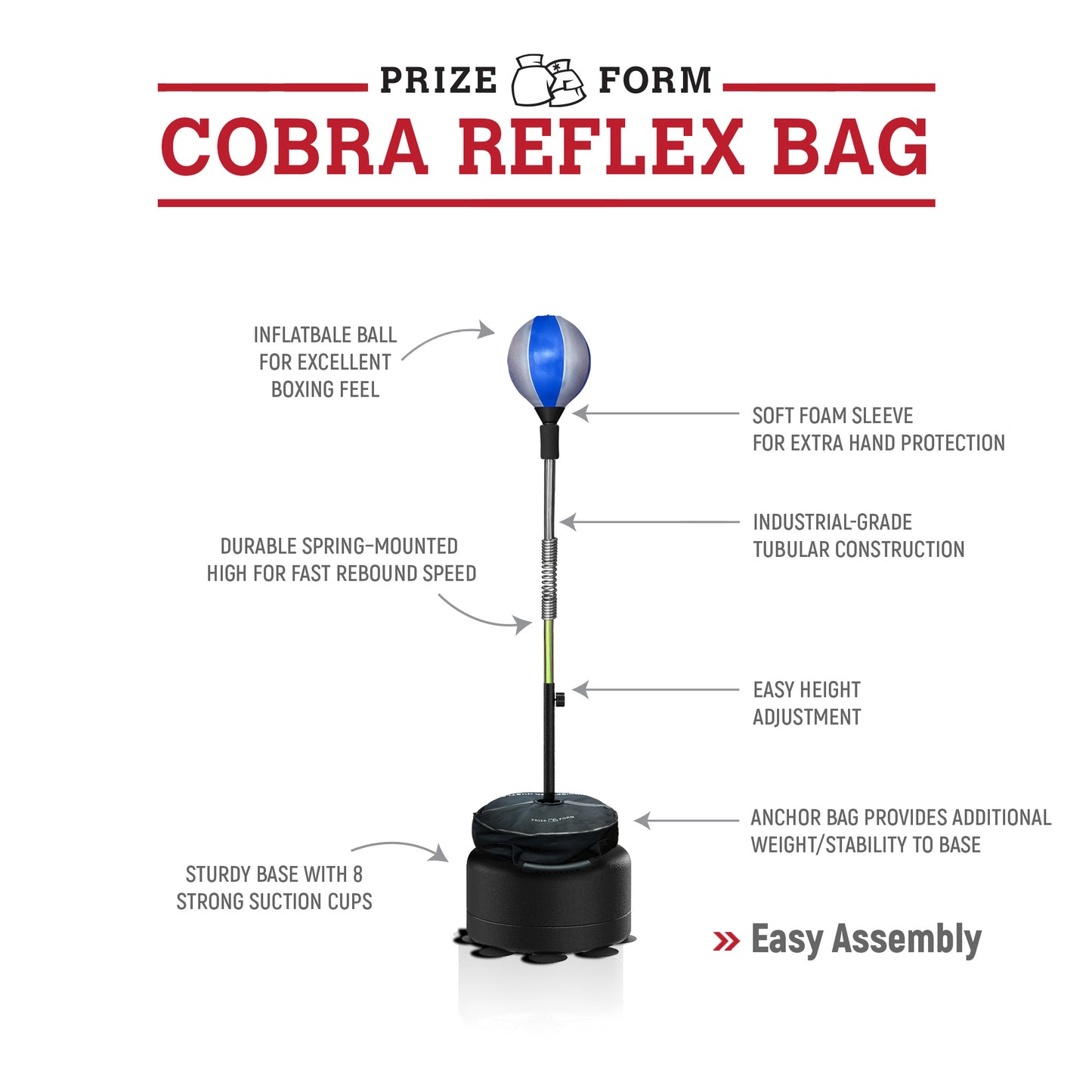 Fast Action Cobra Reflex Bag – Boxing Reflex Bag for Home Training, Speed, Timing, Cardio & Hand-Eye Coordination